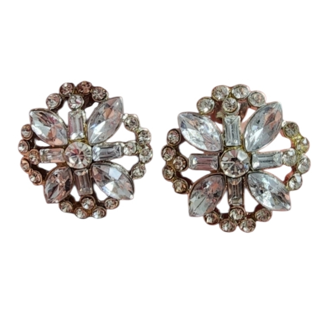 Silvertone Starburst Crystal Earrings